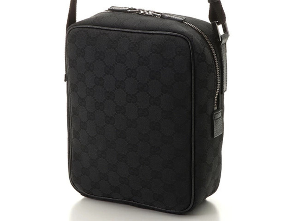 Gucci Canvas GG Black Leather Hobo Bag Black